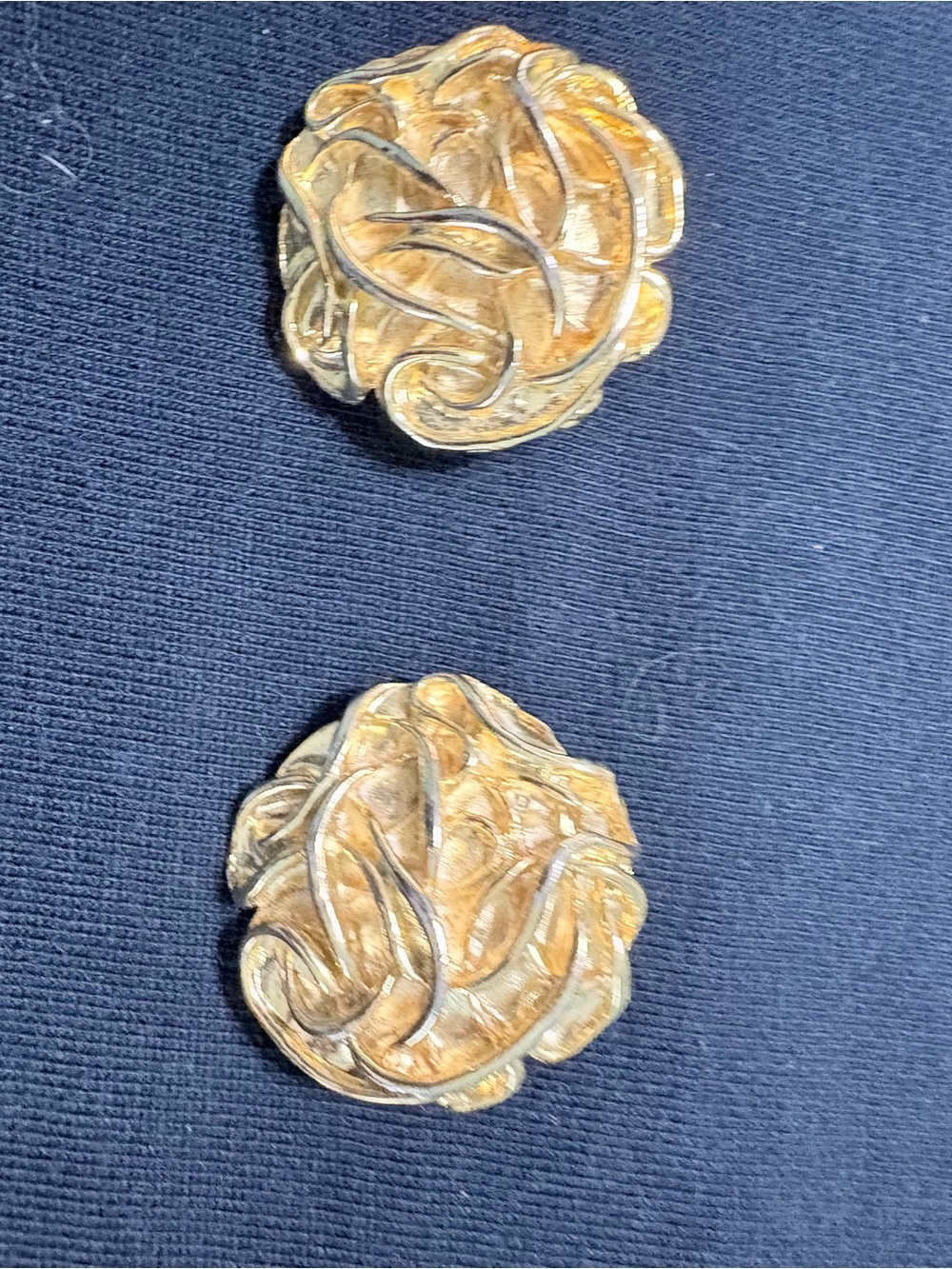 Vintage 80s Gold Tone Clip On Earrings Sculptural Swirl Statement Runway